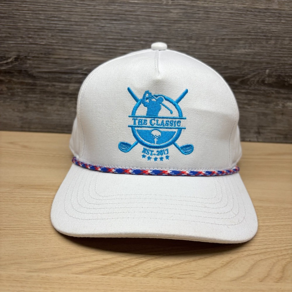 The Classic Golf Tournament Hat Cap Snap Back White Rope Logo Sport